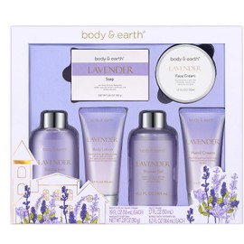 Set de regalo de baño y cuerpo, juego de 6 piezas de baño de lujo para mujeres, cuerpo y tierra Spa con aroma de lavanda  Baño de burbujas, gel de