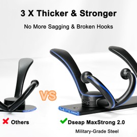 Dseap Coat Rack Wall Mount 2.0 Pro: Heavy Duty 300% Thicker, 16" Stud Mount, Stainless Steel Wall Coat Hooks Hanger for Clothes Jackets Hats Entryway Closet, MaxStrong, Antique Bronze, Pack of 2