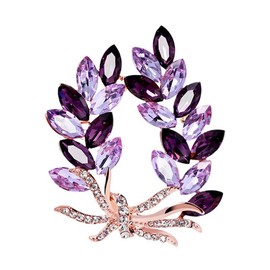 Clataly Crystal Bauhinia Bouquet Brooch Anti Glare Safety Pin Rhinestone Wheat Brooch Suit Accessories Jewelry for Women Girls (Purple)