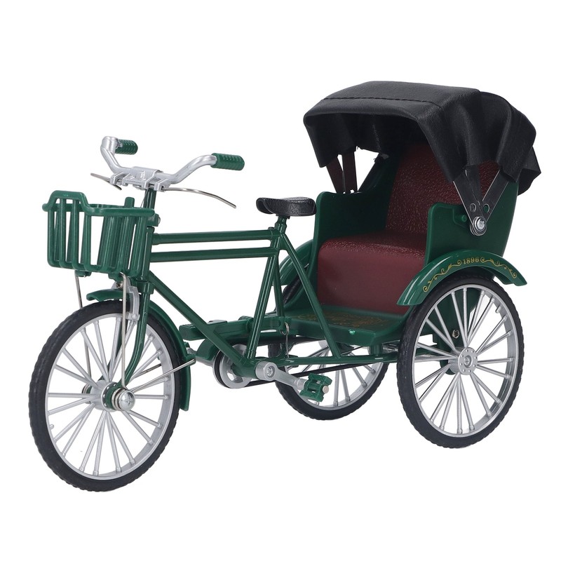 Rickshaw Model Retro Design Decorative Interesting Alloy 3 Wheel Rickshaw