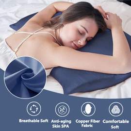 Copper Pillowcase, Anti-Aging Pillowcase Premium Copper-Infused Wake Up to Youthful Skin & Hair:Silk-Like Wrinkle & Frizz Fighter, Dermatologist-Recommended for Overnight Skin Repair (2, Blue)