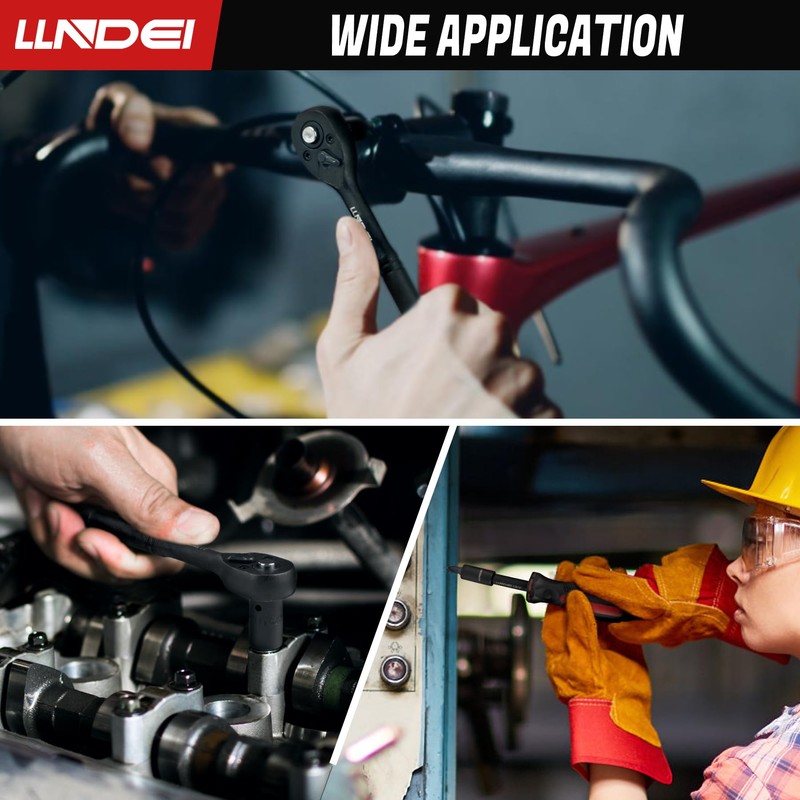 LLNDEI 48 Piece 1/4 Inch Mini Socket Ratchet Wrench Set,