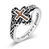 Lypic Cross Ring for Women 925 Sterling Silver Wooden Cross