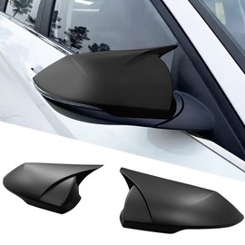 IKON MOTORSPORTS, Mirror Cover Compatible With 2021-2023 Hyundai Elantra 4-Door Sedan, Matte Black ABS Plastic Rear View Side Mirror Cover Cap Trim 2PC