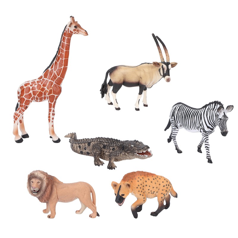6Pcs Animals Toys Set Simulation Vivid Wild Jungle Zoo Plastic