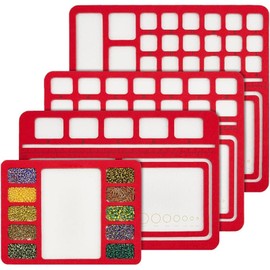 Vaveren Bead Mats with Grids Soft Surface Felt Bead Design Boards Felt Beading Mats for Bead Projects Beading Supplies Jewelry Making, Red