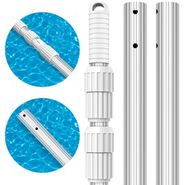 S-Union Thickened Telescopic 16.5 Feet Pool Pole, Upgraded Heavy Duty Aluminum Swimming Pool Cleaning Pole, Adjustable Length 6.5 to 16.5 Feet, Universal Pole for Skimmer Net Rake Brush Vacuum Head | S-Union