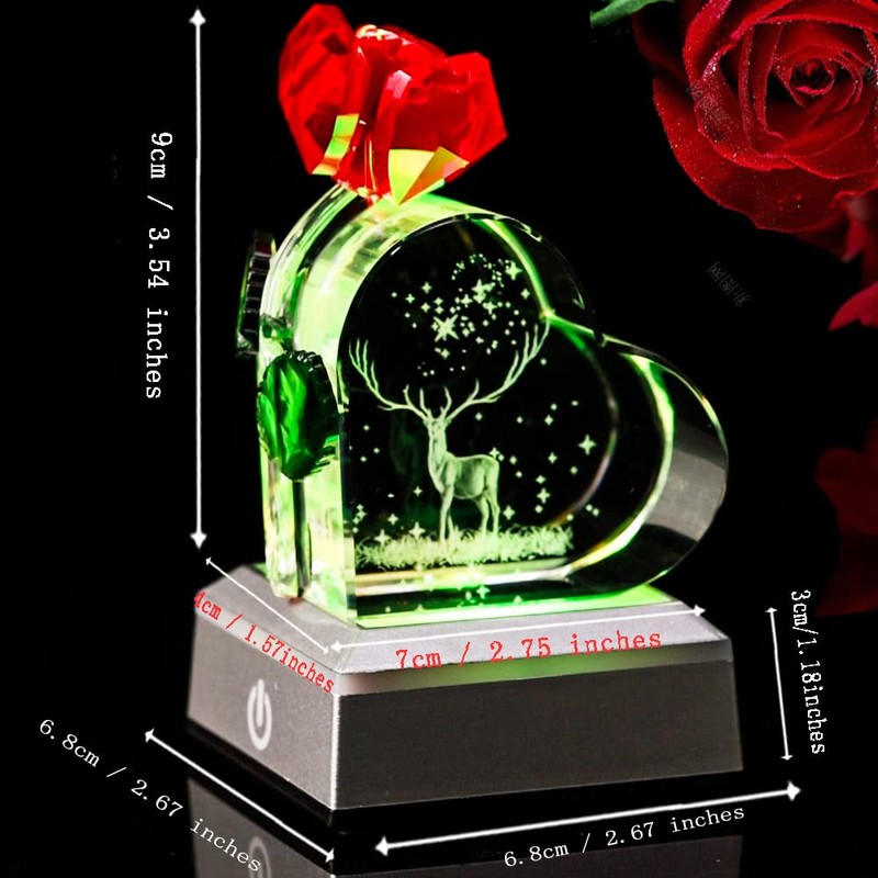 XuanMingyuan Crystal Heart Shaped Rose Deer Creative Home Decoration for