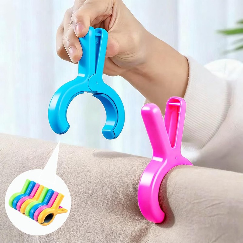 8 PCS Large Beach Towel Clips, Colourful Sun Lounger Towel