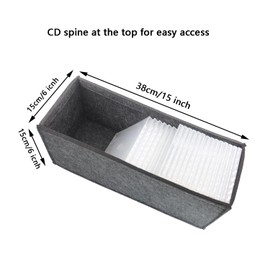 Pack of 2 CD Storage Boxes 15x6x6 Inch Felt CD Holder Storage Organizers, Holds 36pcs Standard CDs in Jewel Cases (Black)