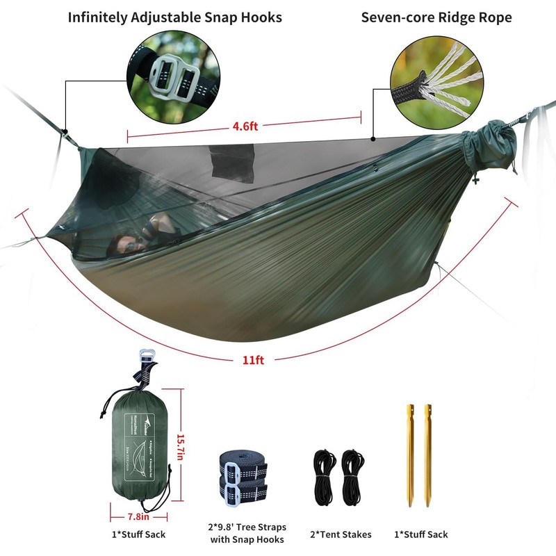 Travel Bird NomadNest Hammock with Removable Three-dimensional Mosquito Net, Portable