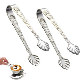 2 Pcs Stainless Steel Sugar Tongs Heat Resistant Appetizer Tongs Mini Serving Tongs U-Shaped Ice Tongs Kitchen Tongs for Tea Party Coffee Serving Food Cooking Salad Grilling