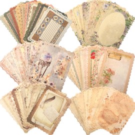 60 Sheets Lace Edged Scrapbook Paper Assorted Set - 6 Pack Stationery Vintage Paper for Scrapbooking Planner Bullet Junk Journal Supplies Collage Card Embellishment Collage Background 4.9x6.9 Inch