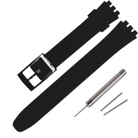 Rihahisy 12mm Silicone Rubber Watch Strap/Watch Band Replacement for Swatch (Black)