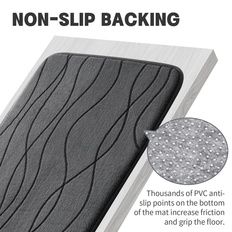 YIHOUSE Memory Foam Grey Bathroom Rug Sets 5 Piece, Ultra