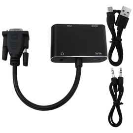 VGA to HDMI + VGA Adapter with Audio and USB Cables for Computers, Laptops, Monitors, Projectors, HDTVs, Support Dual Monitors, Support Full 1080P HD Video