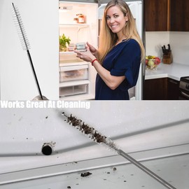 63" Flexible Drain Brush, Tube Pipe Cleaning Brush, Long Slim Cleaner Brush for Shower Sink Drain/Refrigerator Drain Hole/Dishwasher Air Gap/Fish Tank/Home Kitchen