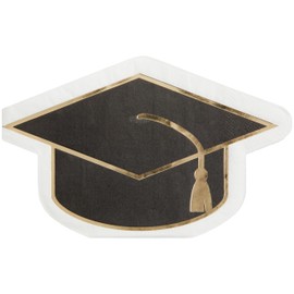 C.R. Gibson Lunch Napkin, Graduation Cap - Die-Cut, Gold Foil Accents - 3-Ply, 20 Count (TW7-25538)
