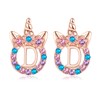 TRWWELL Cute Rose Gold Initial D Unicorn Hypoallergenic Stud Earrings