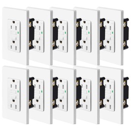 15 Amp GFCI Outlet,NineLLeaf 10PK GFCI Electrical Outlet Receptacles with LED Indicator, Weather Resistant with Wall Plate,Residential & Commercial Grade,Outdoor or Indoor Use,ETL Certified,White