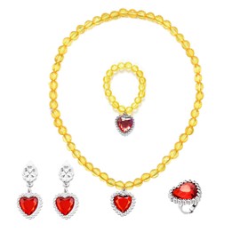 YaphetS Princess Belle Dress Up Toys,7 Pcs Girl’s Jewelry Dress Up Play Set,Included Crowns, Wands, Necklaces, Bracelet, Rings,Earrings and Gloves (Belle)