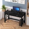 WiberWi Home Office Desk with Drawers, Black Modern Writing Computer