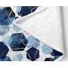 Blue Grey Modern Geometric Throw Blanket, Watercolor Deep Blue Navy