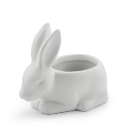 Napco 22138 Rabbit Shaped Ceramic Planter/Cache Pot, White