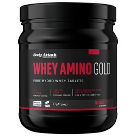 Body Attack Whey Amino Gold 325 Tabletten - Made in Germany - Molkenprotein in Tablettenform (14g Whey Protein pro Portion) mit essentiellen Aminosäuren (3.100mg BCAAs), für alle Sportler & Athleten