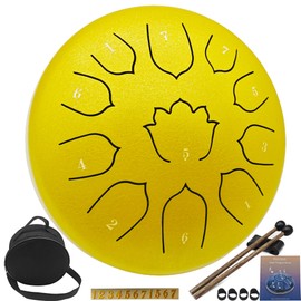 Rain Drum for Outside Garden, 8-Inch Steel Tongue Drum with 11 Notes, Percussion Instrument, Includes Packing Bag, Music Book, and Mallets, Ideal for Meditation, Yoga, and Relaxation