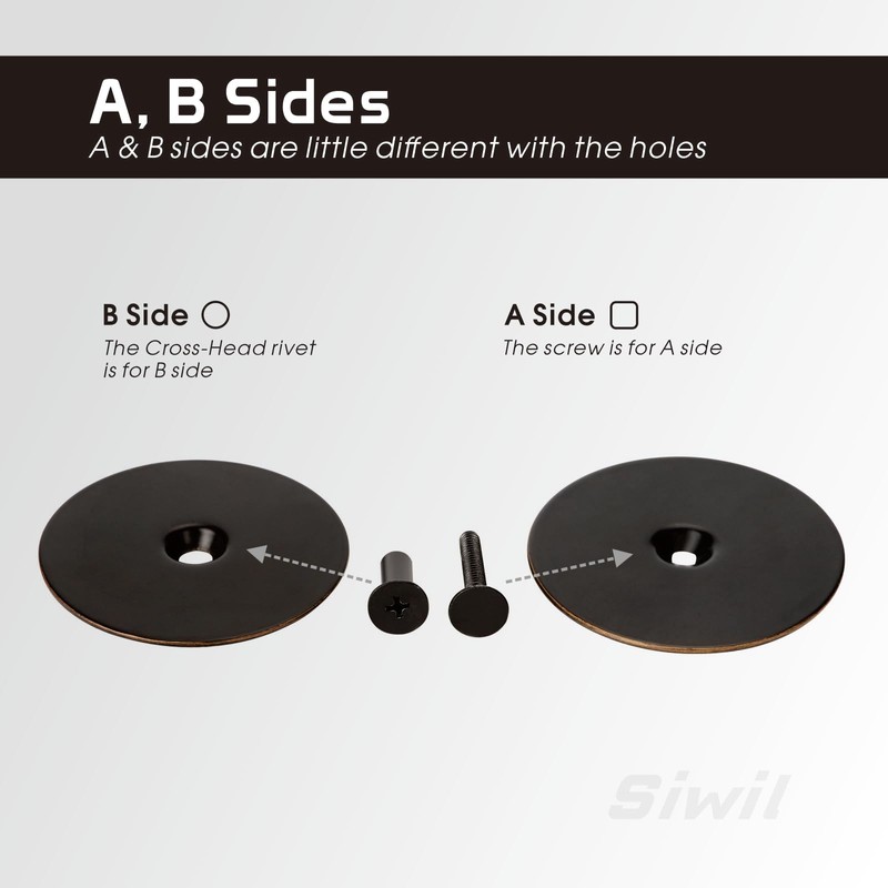 Siwil Door Hole Cover Plate Black, 2-5/8" Diameter Solid Steel,