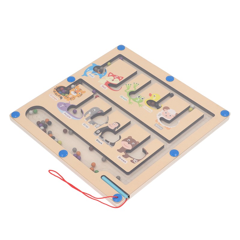 Magnetic Color and Number Maze Board Early Education Wooden Matching