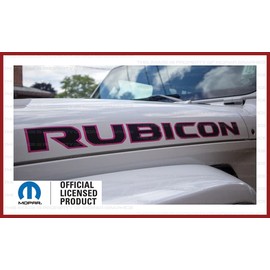 Decal Mods Rubicon Hood Graphic Decals Stickers fits Jeep Wrangler & Gladiator JL/JT Rubicon (2018-2024) Black w/hot Pink Outline (Set of 2) FJ4A5