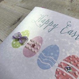 HAPPY EASTER CARD TO A LOVELY GODDAUGHTER - HAND FINISHED EGGS by White Cotton Cards EB3-GODD