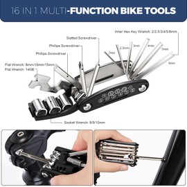 Woobroo 17-in-1 Bicycle Tool Set - Multifunctional Bicycle Repair Kit for On the Go with Repair Kit, Ideal for MTB & Road Bike