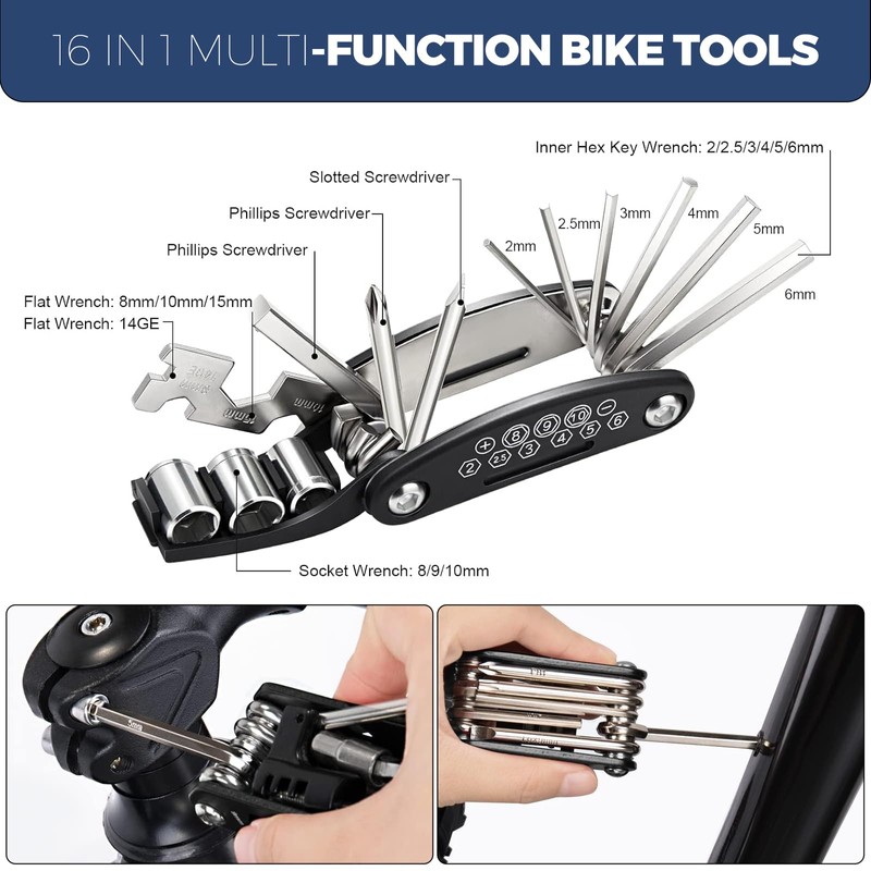 Woobroo 17-in-1 Bicycle Tool Set - Multifunctional Bicycle Repair Kit