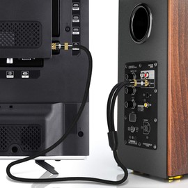 EMK RCA Y-Adapter Stereo Audio Cable, Subwoofer/Coaxial Audio Cable Superb Sounds Quality for Gold-Plated Connectors (1M, RCA Male to 2RCA Male Audio Cable, Black)