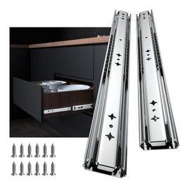 LONTAN 1 Pair Heavy Duty Drawer Slides 36 Inch Full Extension Ball Bearing Side Mount Glides Runners Rails Cabinet RV Tool Box Runners Tracks Glides 260lb Load Capacity (Without Lock, Silver)