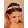 BERYUAN Silver Crystal Pearls Bride Headband - Elegant Wedding Hair