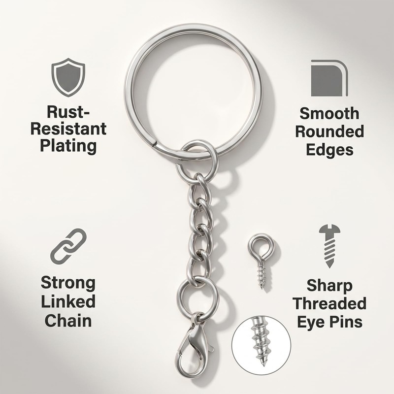 30 Sets Keychain Rings and Keyring Chains Set