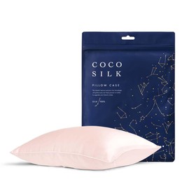 COCOSILK Silk Double-Sided Pillowcase, 19 Momme Zipper, 100% Silk, 6A Rank, OEKO Certified, Pillow Cover, Beautiful Hair, Coco Silk, 16.9 x 24.8 inches (43 x 63 cm), Light Pink