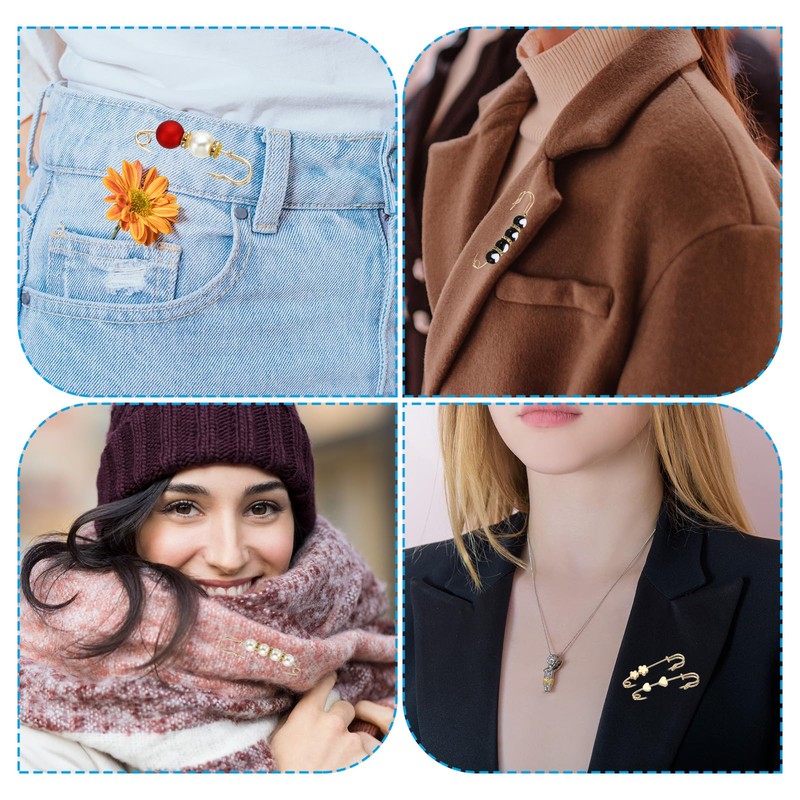 PATIKIL Decorative Pins for Clothing Fashion Safety Pins Simulation Pearl