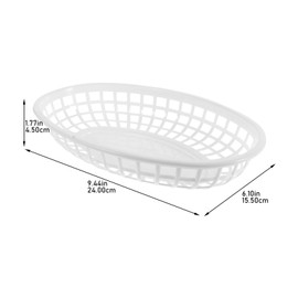Luxshiny 4pcs Oval Fast Food Baskets, Plastic Fried Food Storage Baskets Restaurant Serving Trays White Bread Basket for Hot Dogs Burgers Sandwiches Bread