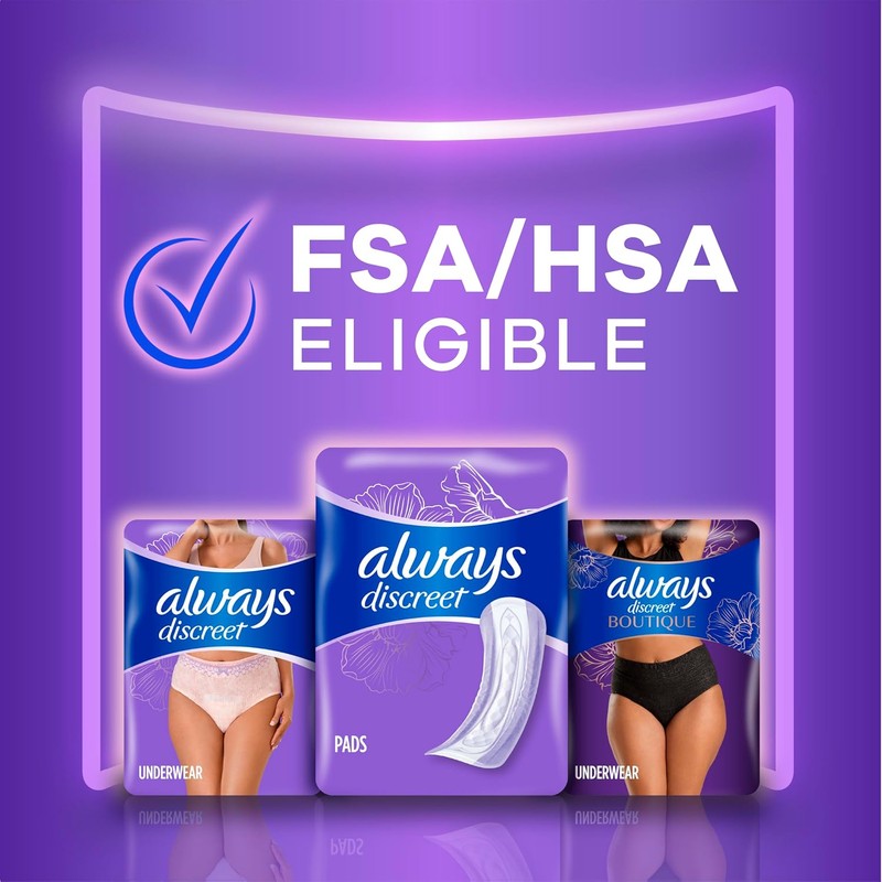 Always Discreet Adult Incontinence Pads for Women, Drier, 3 Drop