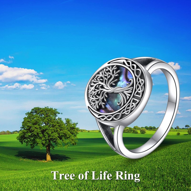 ONEFINITY Sterling Silver Celtic Knot Tree of Life Rings With