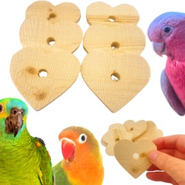 Bonka Bird Toys 1164 Natural Wood Hearts 2.5" x 2.5" x 0.25" Untreated Wood Pieces with 0.25" Hole for Small Medium Large Bird Toy Making and Chewing Enrichment