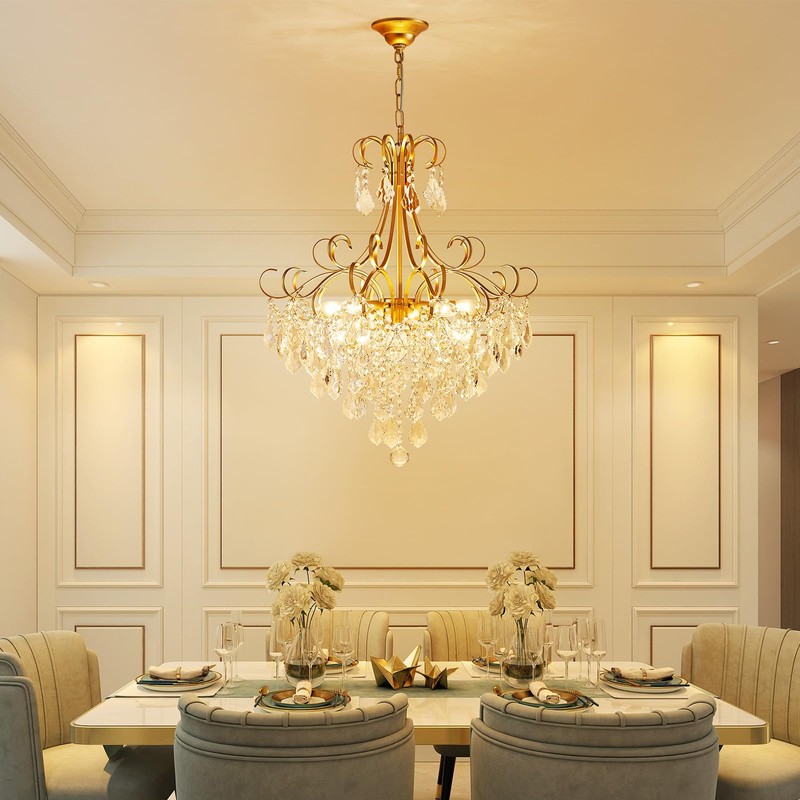 WUZUPS Crystal Chandelier 10-Light Pendant Ceiling Light Modern Lighting Fixture