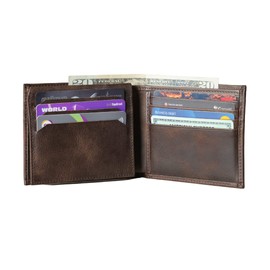 Customizable Genuine Leather Bifold Wallet, Minimalist Custom Men’s Card Holder Wallet (Dark Brown)