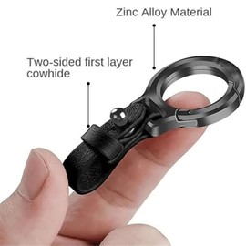 Portable Zinc Alloy Leather Keychain, Zinc Alloy Cowhide Leather Keychain, Zinc Alloy Key Rings Leather, Car Key Holder Portable Waist (Red,Grey Buckle)