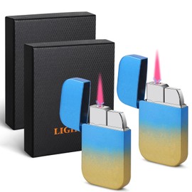 2 Pack Pink Flame Torch Lighter, Cute Lighter,Refillable Butane Lighter, Windproof Torch Lighter for Outdoor Camping BBQ Candle,Nice Gift for Girls,Women on Birthday,Anniversary Ocean,Without Butane